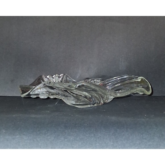 Vintage Mikasa Christmas  Bowl Clear Lead Crystal, Frosted Leaves & Santa - Picture 3 of 8